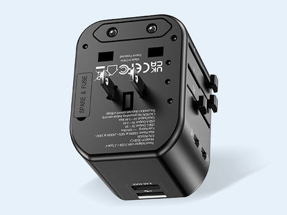 Universal Travel Adapter with USB-C & USB Ports