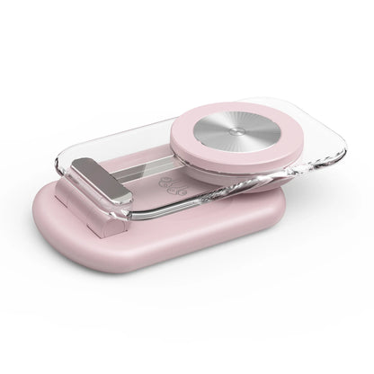 Aesthetic Transparent Pink 3-in-1 Magnetic Wireless Charger - Stylish Desktop Power Hub for Apple Devices