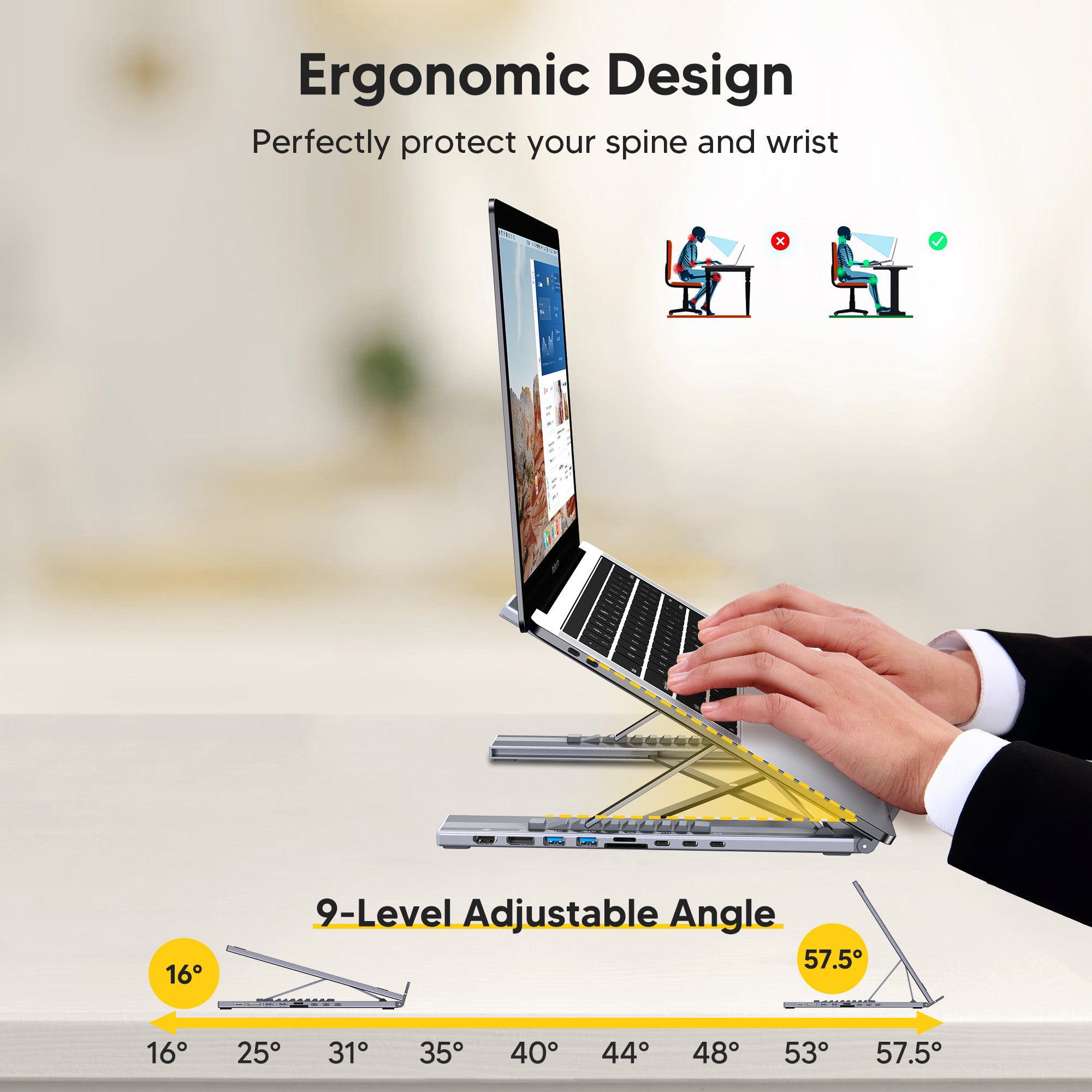 Ergonomic Aluminum Laptop Stand with Superior Heat Dissipation Design