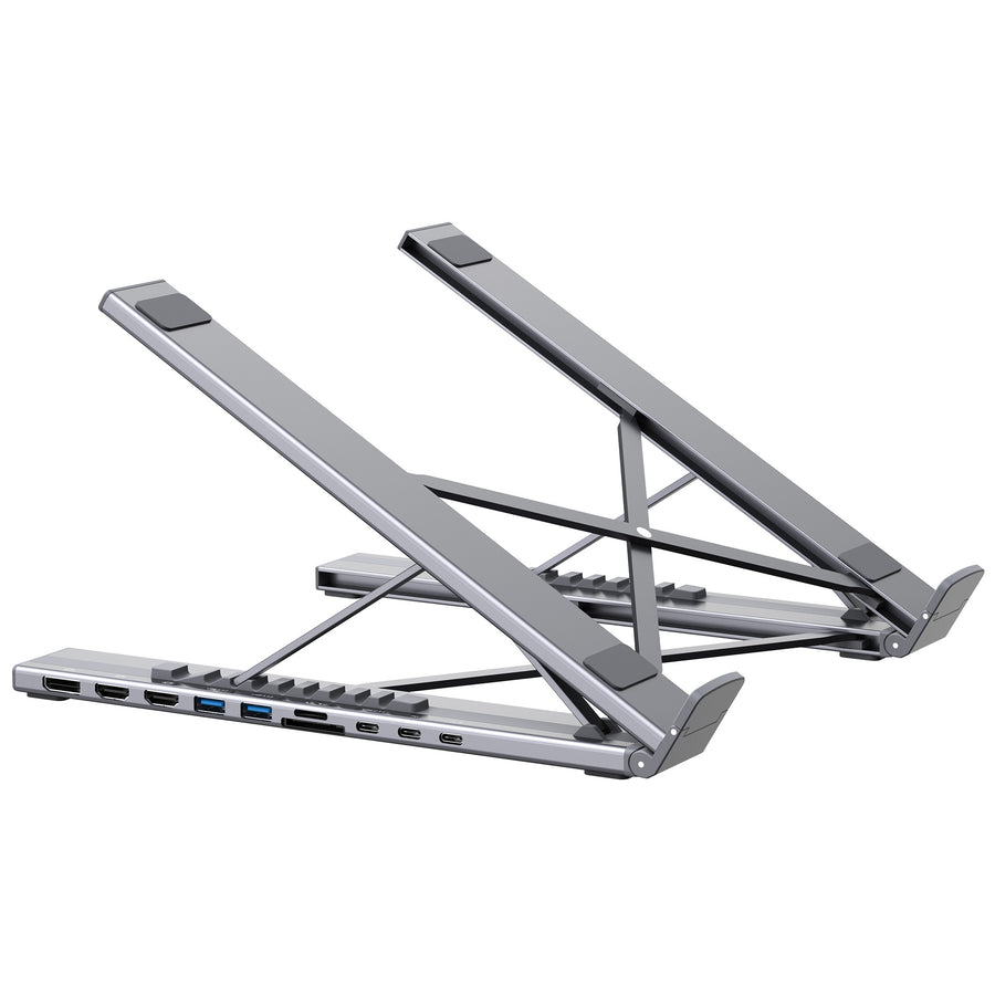 Mukiya USB-C Laptop Docking Station Stand Max - Triple Display Support and 10-in-1 Hub